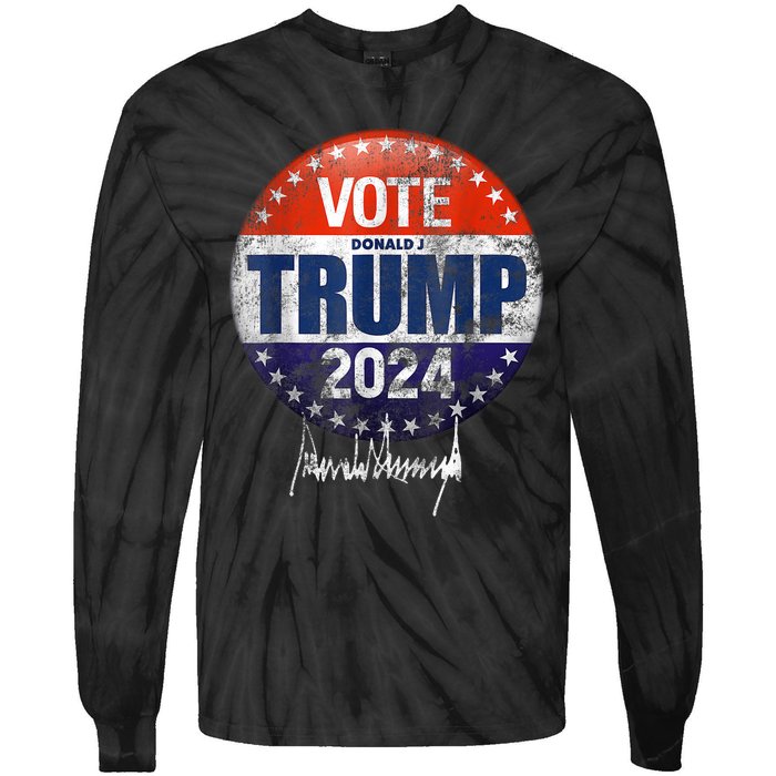 Vote Donald Trump For President 2024 America Back Tie-Dye Long Sleeve Shirt