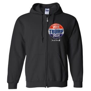 Vote Donald Trump For President 2024 America Back Full Zip Hoodie