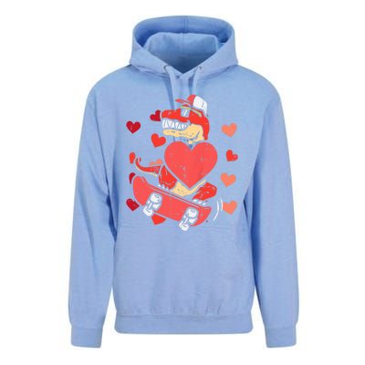 Valentines Day Trex Dino Skateboard Funny Boy Unisex Surf Hoodie