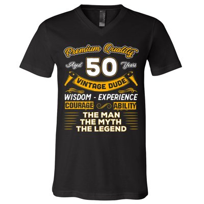 Vintage Dude The Man Myth Legend 50 Yrs 50th Birthday Shirt V-Neck T-Shirt