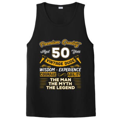 Vintage Dude The Man Myth Legend 50 Yrs 50th Birthday Shirt PosiCharge Competitor Tank