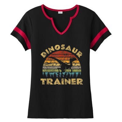 Vintage Dinosaur Trainer Halloween Costume Retro Sunset Dino Ladies Halftime Notch Neck Tee