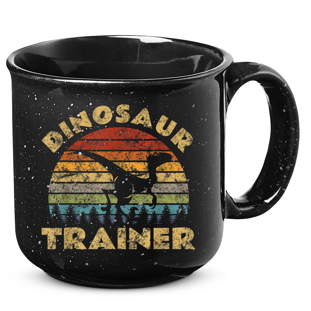 Vintage Dinosaur Trainer Halloween Costume Retro Sunset Dino 15oz Campfire Ceramic Mug