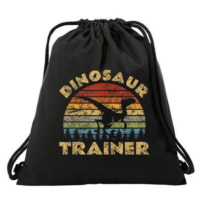 Vintage Dinosaur Trainer Halloween Costume Retro Sunset Dino Drawstring Bag