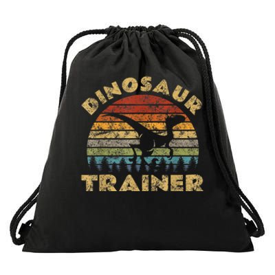 Vintage Dinosaur Trainer Halloween Costume Retro Sunset Dino Drawstring Bag