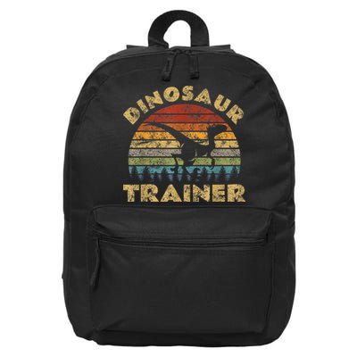 Vintage Dinosaur Trainer Halloween Costume Retro Sunset Dino 16 in Basic Backpack