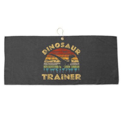 Vintage Dinosaur Trainer Halloween Costume Retro Sunset Dino Large Microfiber Waffle Golf Towel