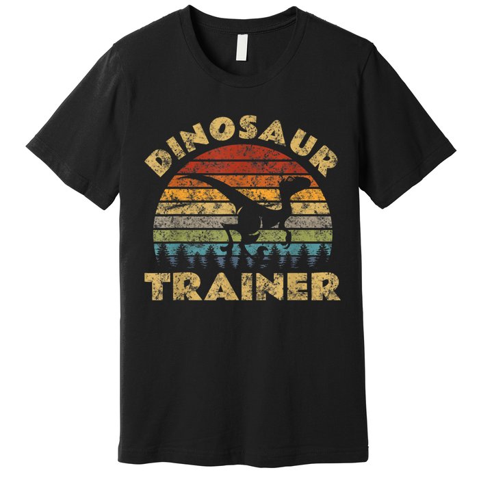 Vintage Dinosaur Trainer Halloween Costume Retro Sunset Dino Premium T-Shirt