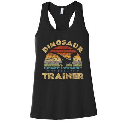 Vintage Dinosaur Trainer Halloween Costume Retro Sunset Dino Women's Racerback Tank