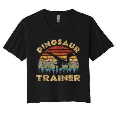 Vintage Dinosaur Trainer Halloween Costume Retro Sunset Dino Women's Crop Top Tee