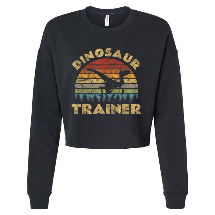 Vintage Dinosaur Trainer Halloween Costume Retro Sunset Dino Cropped Pullover Crew