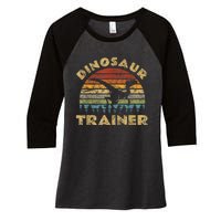 Vintage Dinosaur Trainer Halloween Costume Retro Sunset Dino Women's Tri-Blend 3/4-Sleeve Raglan Shirt