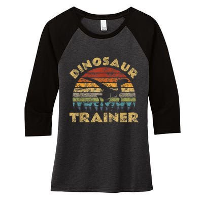 Vintage Dinosaur Trainer Halloween Costume Retro Sunset Dino Women's Tri-Blend 3/4-Sleeve Raglan Shirt