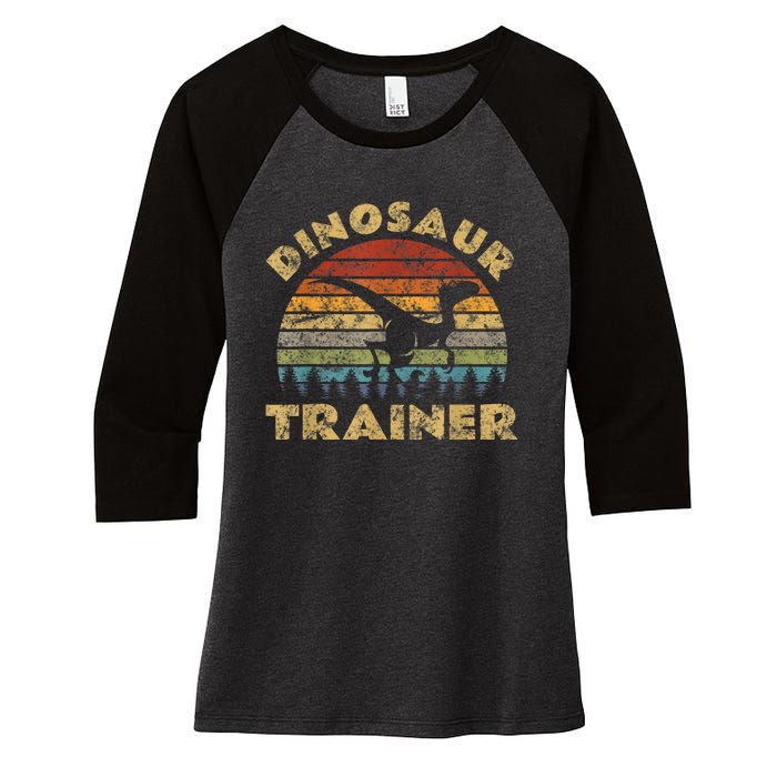 Vintage Dinosaur Trainer Halloween Costume Retro Sunset Dino Women's Tri-Blend 3/4-Sleeve Raglan Shirt