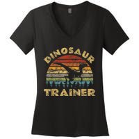 Vintage Dinosaur Trainer Halloween Costume Retro Sunset Dino Women's V-Neck T-Shirt