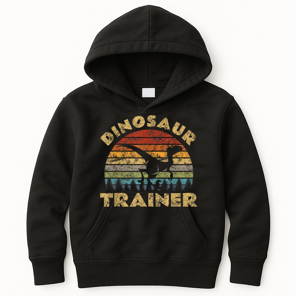 Vintage Dinosaur Trainer Halloween Costume Retro Sunset Dino Kids Hoodie