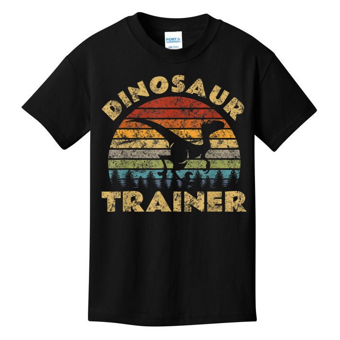 Vintage Dinosaur Trainer Halloween Costume Retro Sunset Dino Kids T-Shirt