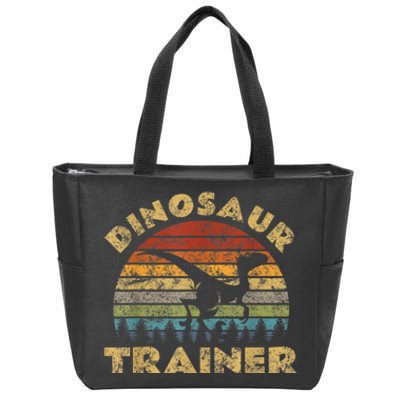 Vintage Dinosaur Trainer Halloween Costume Retro Sunset Dino Zip Tote Bag