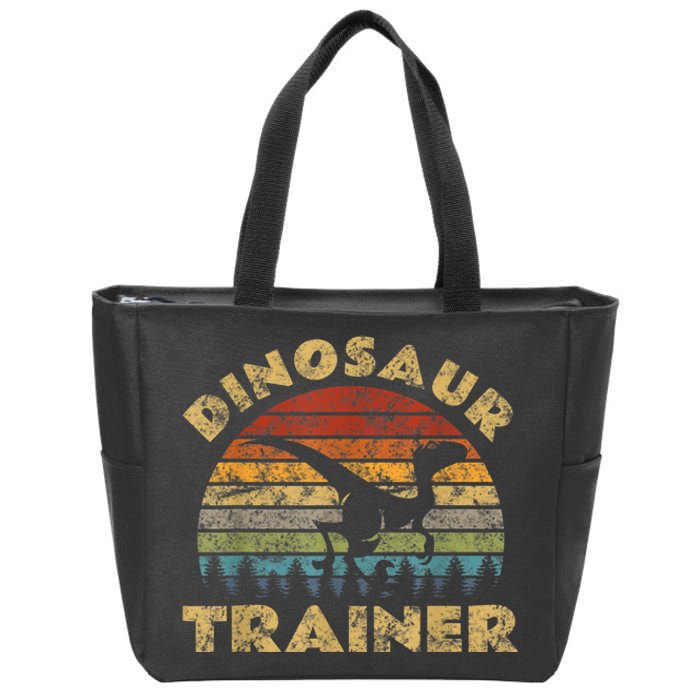 Vintage Dinosaur Trainer Halloween Costume Retro Sunset Dino Zip Tote Bag