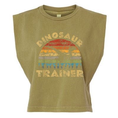 Vintage Dinosaur Trainer Halloween Costume Retro Sunset Dino Garment-Dyed Women's Muscle Tee