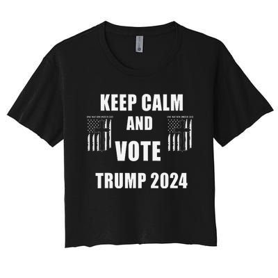 Vote Donald Trump 2024 for President with Flag  Women's Crop Top Tee