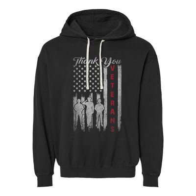 Veterans Day Thank You Veterans Proud Patriotic Usa Flag Garment-Dyed Fleece Hoodie