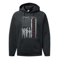 Veterans Day Thank You Veterans Proud Patriotic Usa Flag Performance Fleece Hoodie