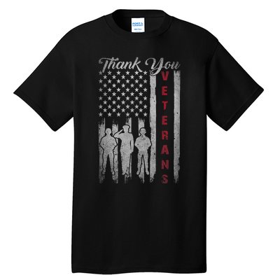 Veterans Day Thank You Veterans Proud Patriotic Usa Flag Tall T-Shirt