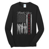 Veterans Day Thank You Veterans Proud Patriotic Usa Flag Tall Long Sleeve T-Shirt