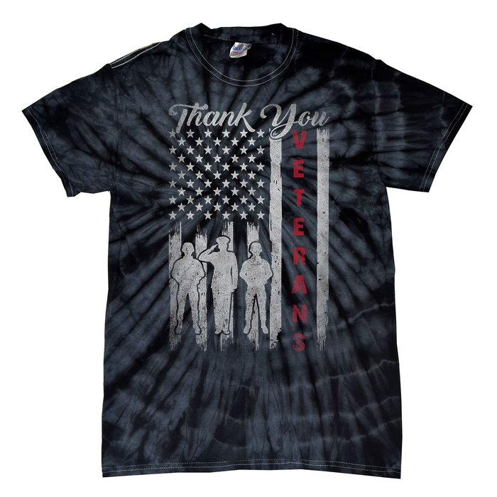 Veterans Day Thank You Veterans Proud Patriotic Usa Flag Tie-Dye T-Shirt