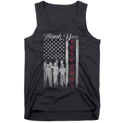 Veterans Day Thank You Veterans Proud Patriotic Usa Flag Tank Top