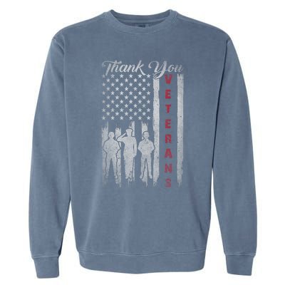 Veterans Day Thank You Veterans Proud Patriotic Usa Flag Garment-Dyed Sweatshirt