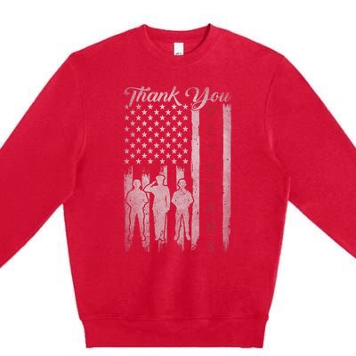 Veterans Day Thank You Veterans Proud Patriotic Usa Flag Premium Crewneck Sweatshirt