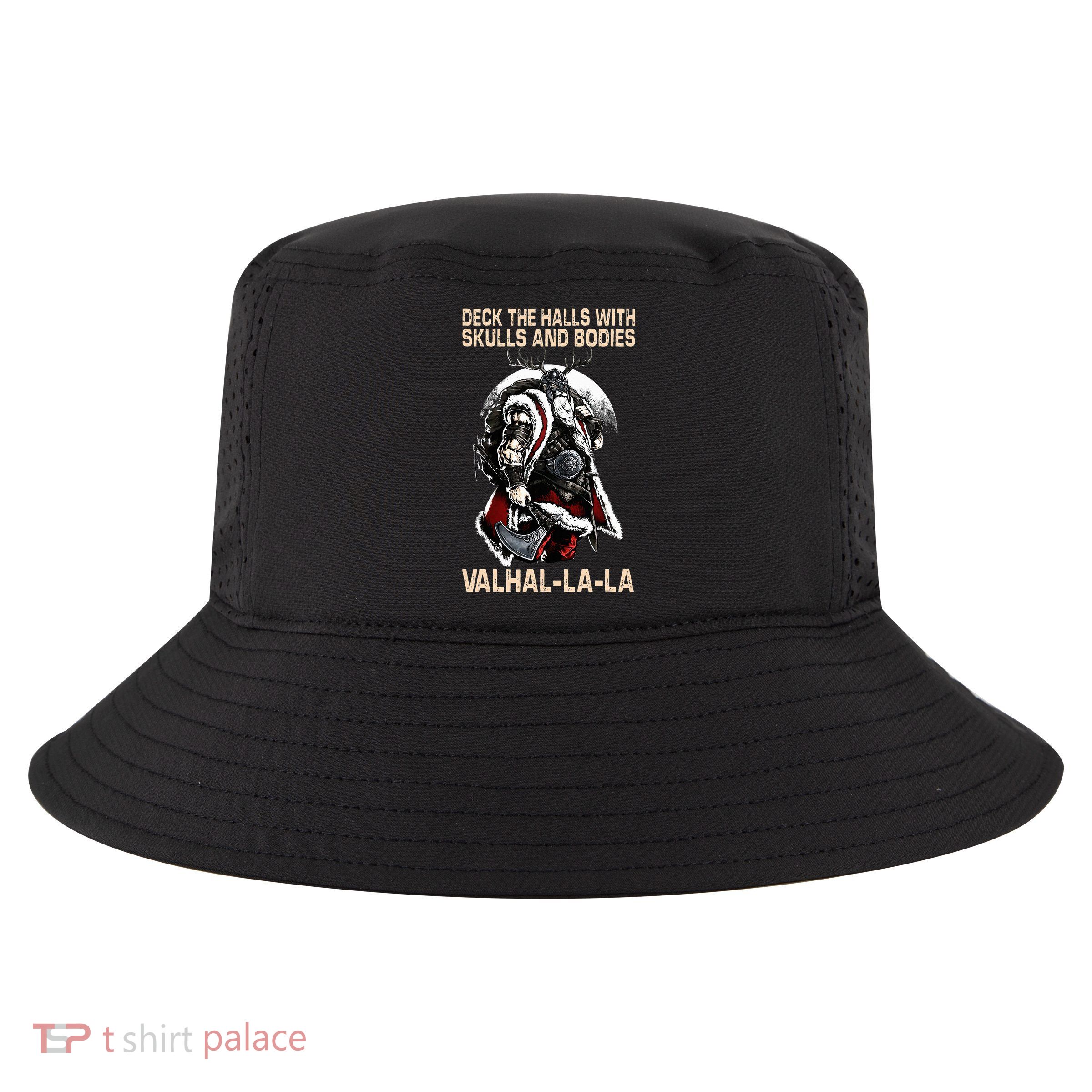 Valhalla-La Deck the halls with skulls and bodies Christmas Cool Comfort Performance Bucket Hat