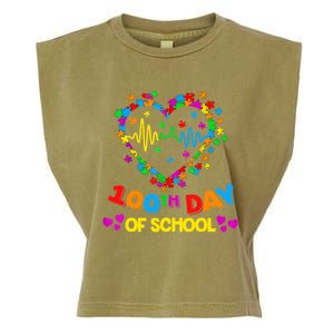 Valentines Day Teacher Autism Awareness 100 Days Heart Gift Garment-Dyed Women's Muscle Tee