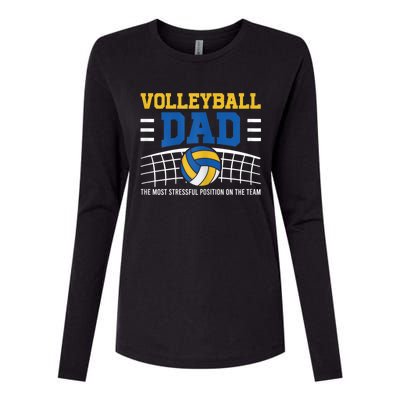 Volleyball Dad The Most Stressful Position Happy Fathers Day Womens Cotton Relaxed Long Sleeve T-Shirt