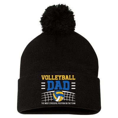 Volleyball Dad The Most Stressful Position Happy Fathers Day Pom Pom 12in Knit Beanie