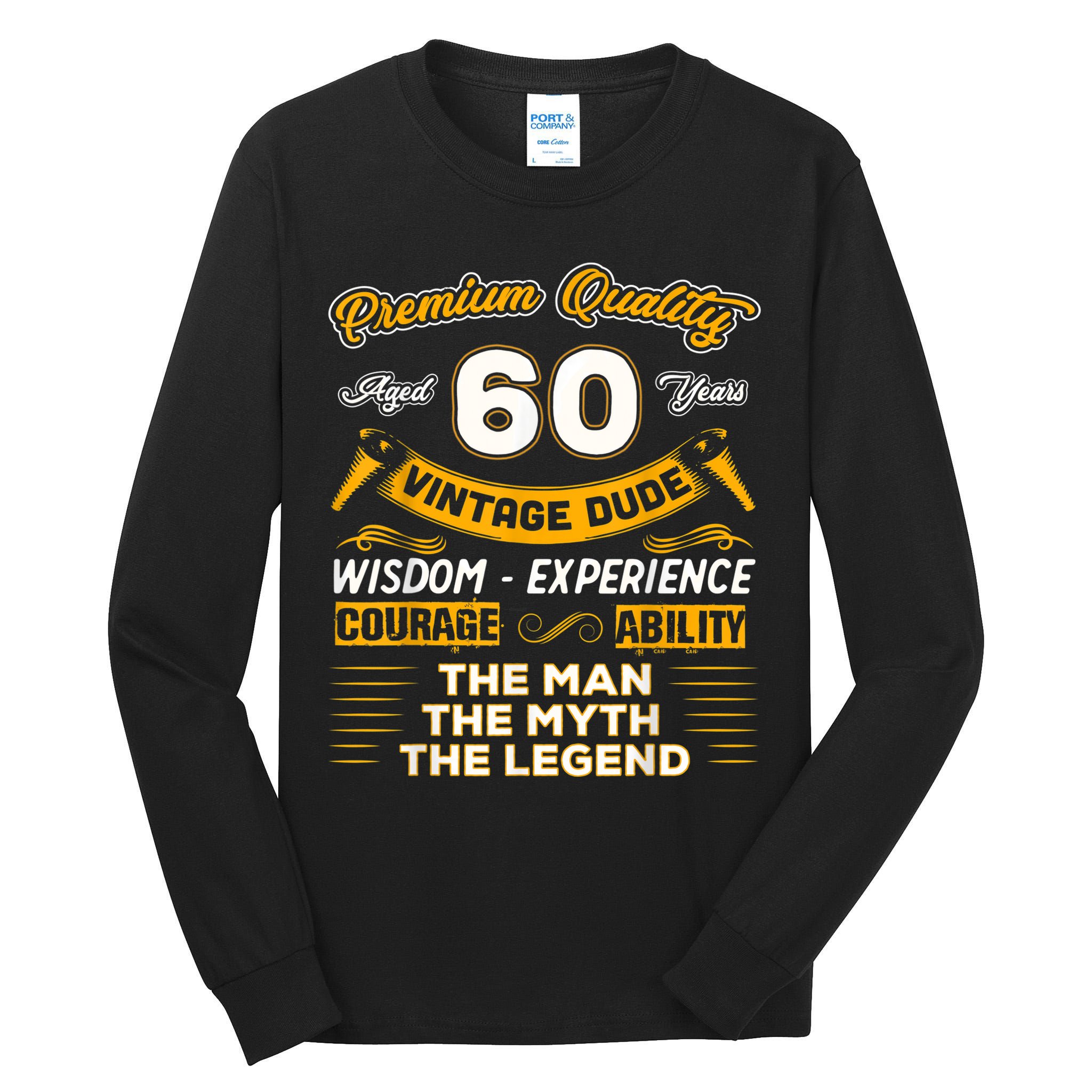 Vintage Dude The Man Myth Legend 60 Yrs 60th Birthday Shirt Tall Long Sleeve T-Shirt