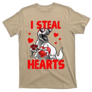 Valentines Day Trex Lover I Steal Hearts Fors Girl Love T-Shirt