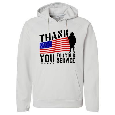 Veterans Day Thank You For Your Service Performance Fleece Hoodie