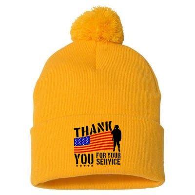 Veterans Day Thank You For Your Service Pom Pom 12in Knit Beanie