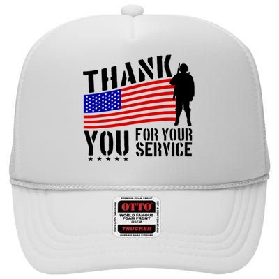 Veterans Day Thank You For Your Service High Crown Mesh Back Trucker Hat