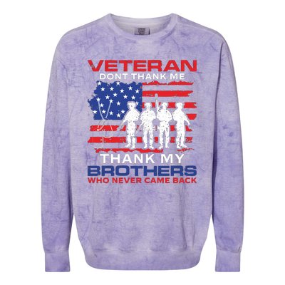 Veteran Don't Thank Me Colorblast Crewneck Sweatshirt