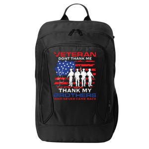 Veteran Don't Thank Me City Backpack