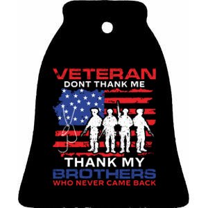 Veteran Don't Thank Me Ceramic Bell Ornament