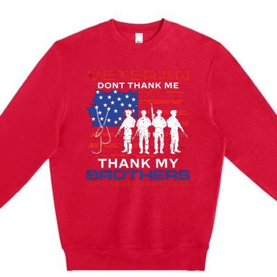 Veteran Don't Thank Me Premium Crewneck Sweatshirt