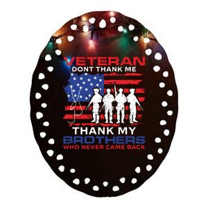 Veteran Don't Thank Me Ceramic Oval Ornament