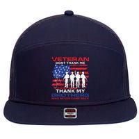 Veteran Don't Thank Me 7 Panel Mesh Trucker Snapback Hat