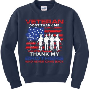 Veteran Don't Thank Me Kids Sweatshirt