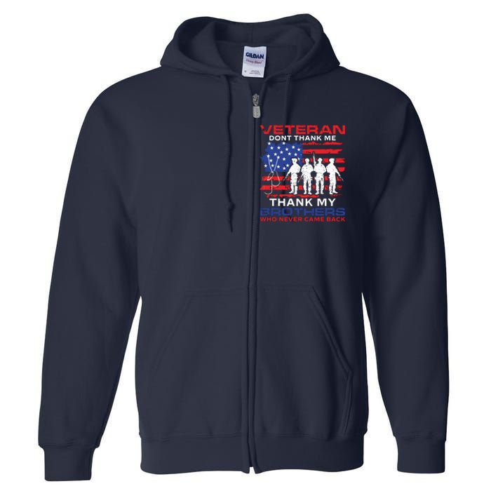 Veteran Don't Thank Me Full Zip Hoodie